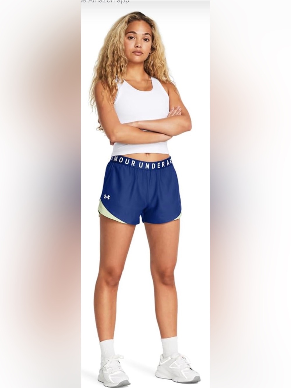 Under Armour Women’s Royal Blue Running Shorts with Lime Accent